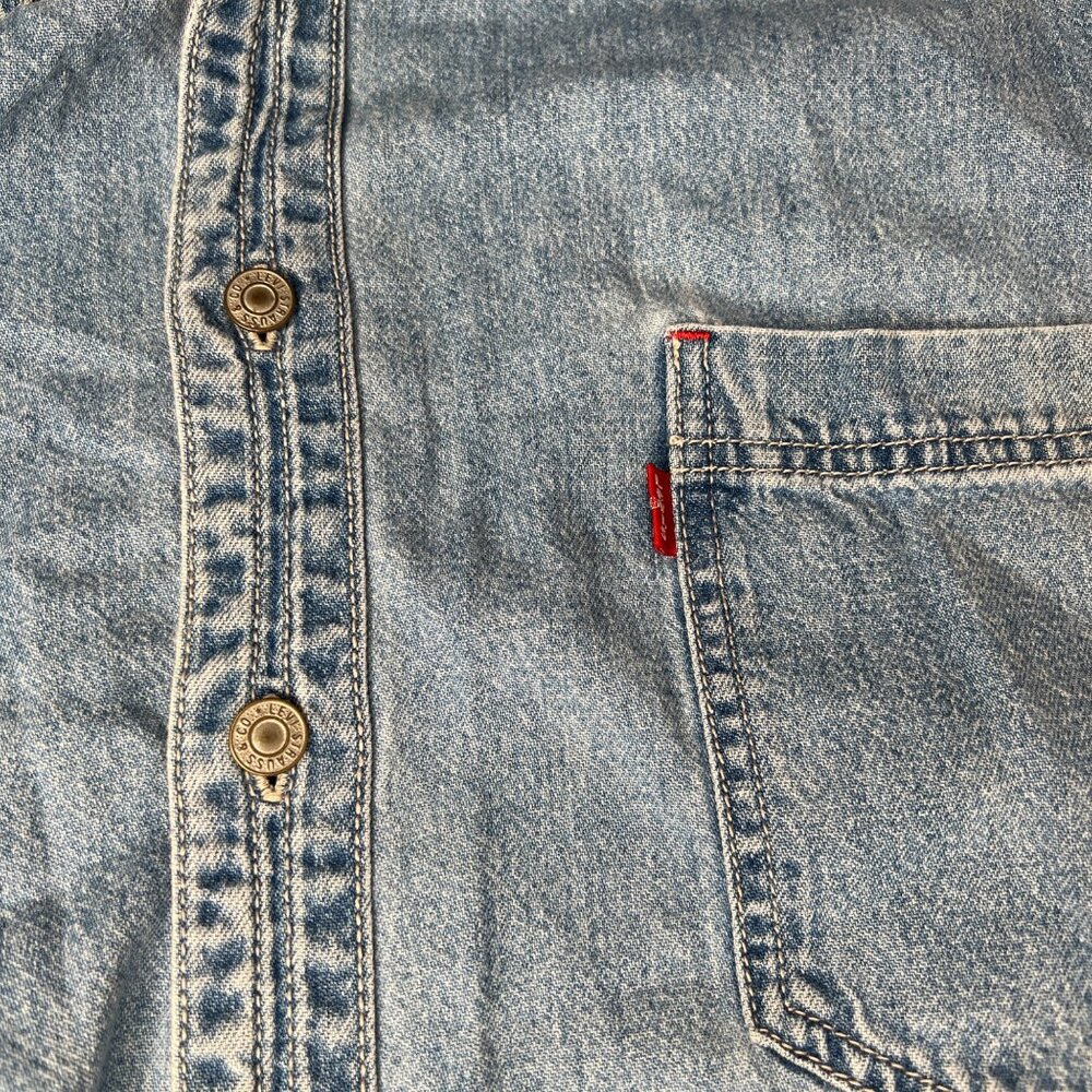 Vintage Levis Mens Denim Shirt Long Sleeve Button Up Red Tab size XXL Rodeo - Picture 4 of 12